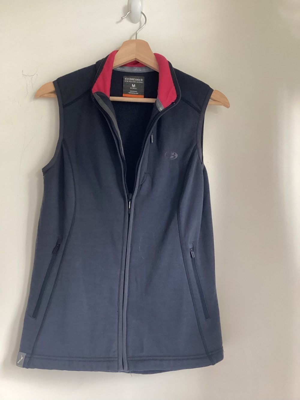 Icebreaker Merino Wool Full Zip Vest Womens Medium Slate Blue